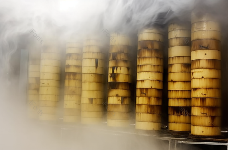 厨房蒸小笼包蒸汽包围实拍摄影图,高清,摄影图,摄影图片,图片大全,摄影图免费下载